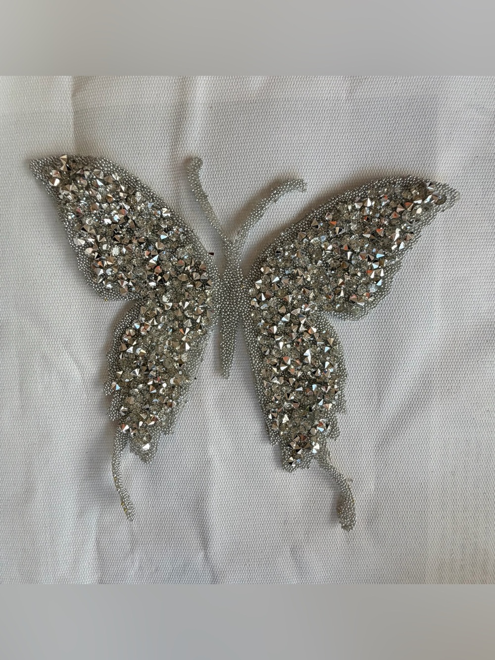 Crystal Butterfly Appliqué Patch - Silver